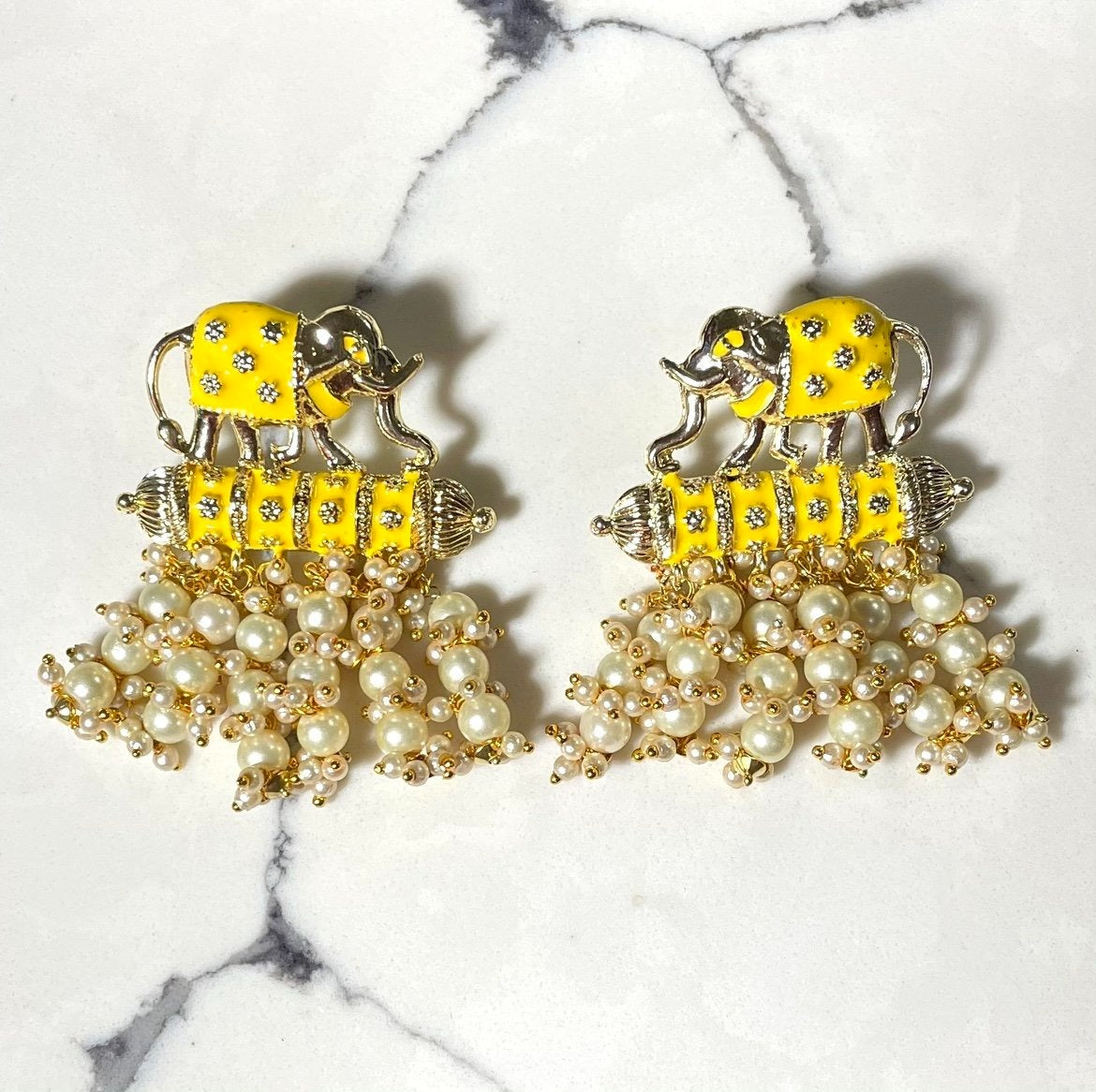 Elephant Pearl Drop Earrings