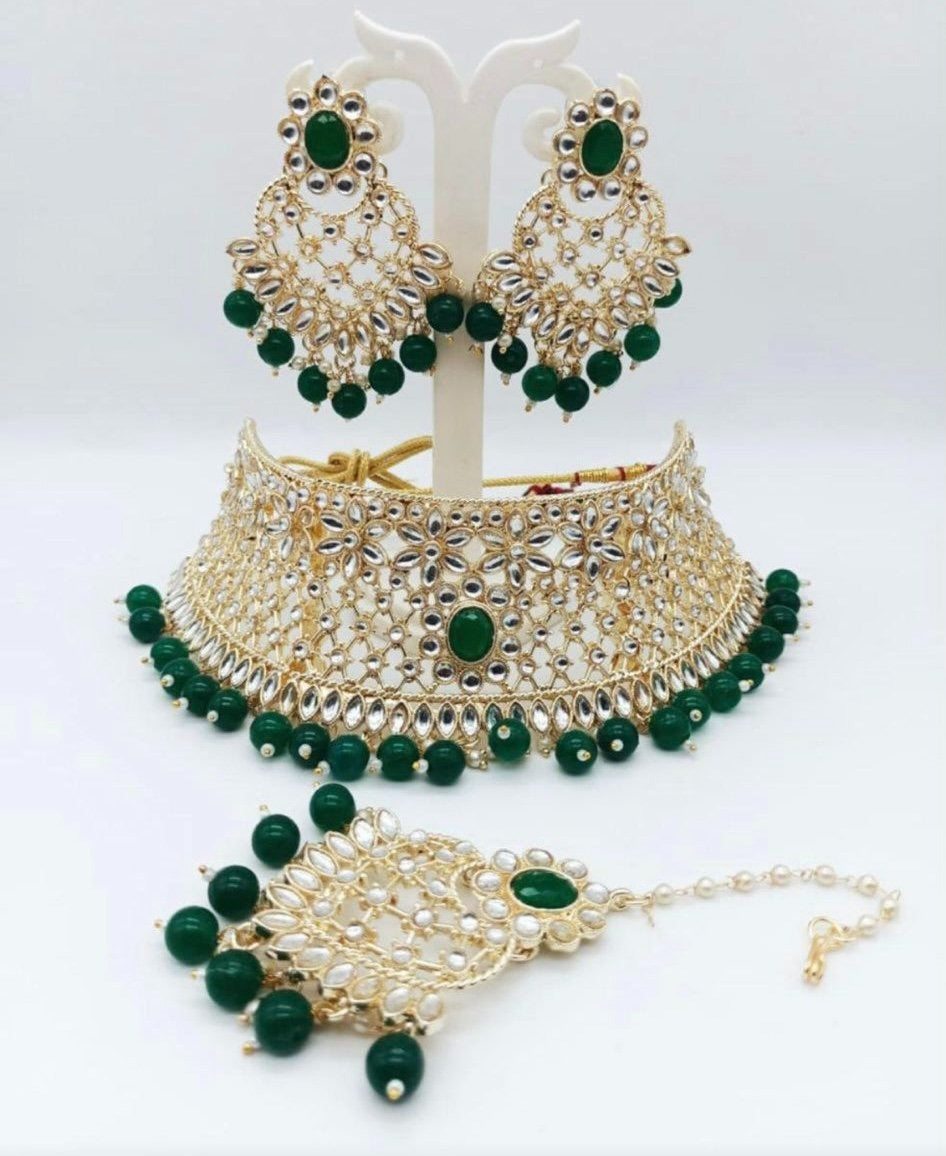 Green Kundan Choker Set