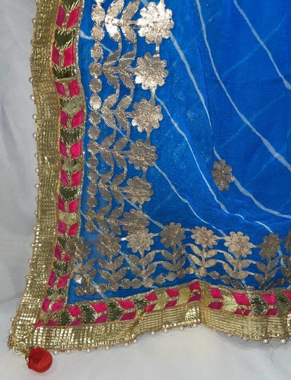 Blue Lahariya Rajasthani Bandhej Dupatta
