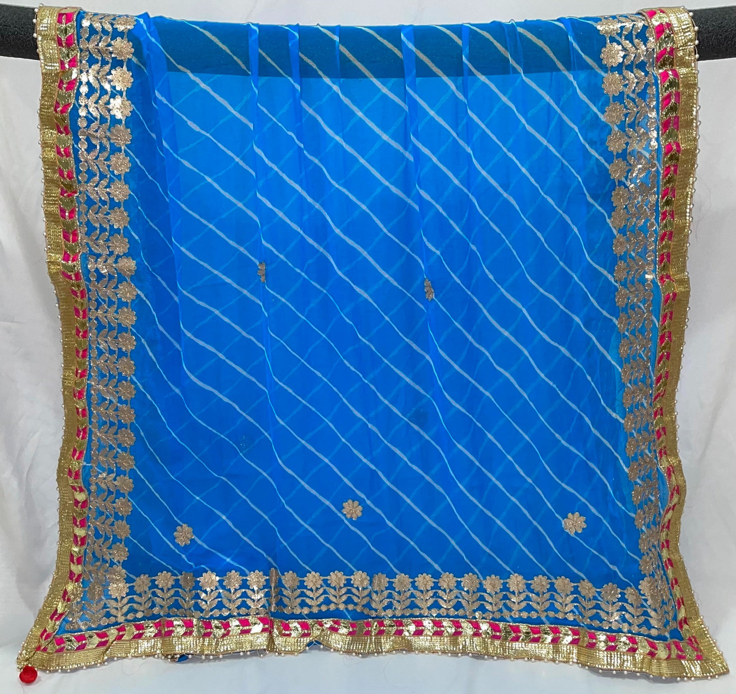 Blue Lahariya Rajasthani Bandhej Dupatta