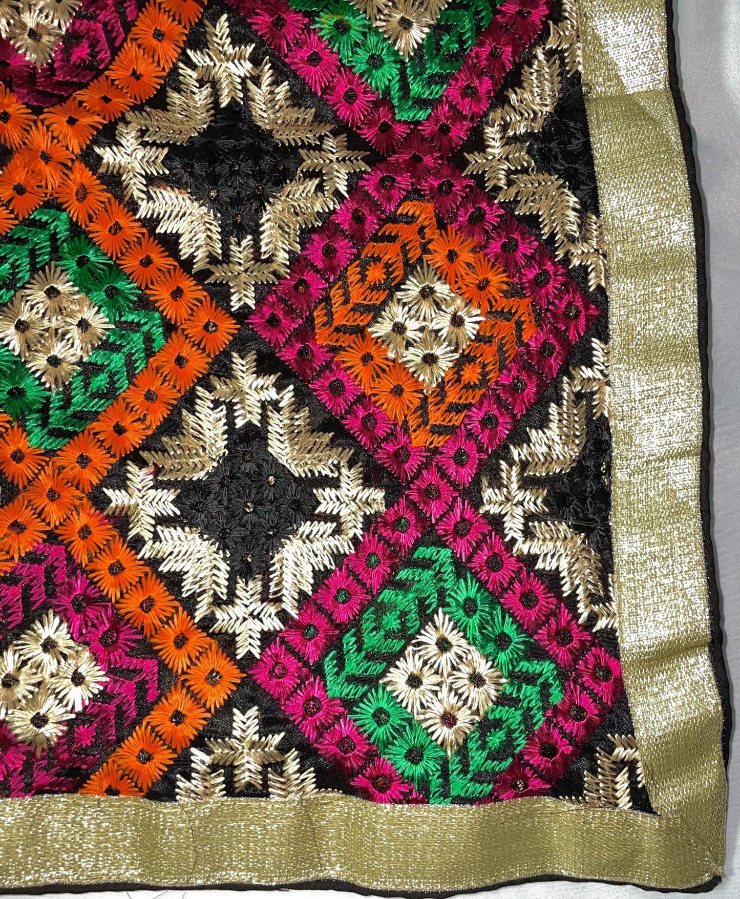 Multicolor Black Phulkari