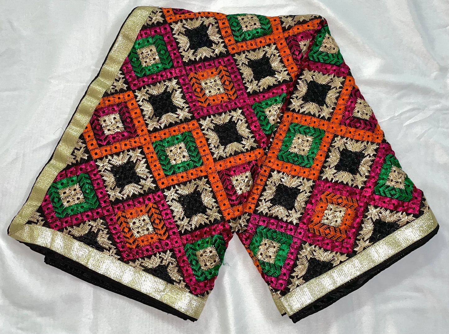 Multicolor Black Phulkari