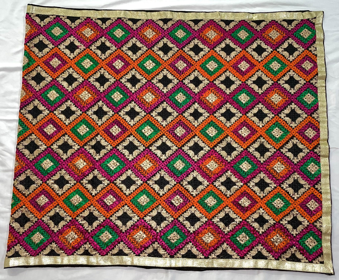 Multicolor Black Phulkari