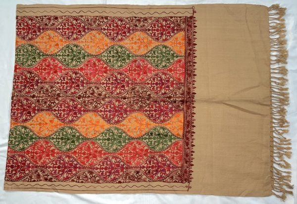 Unisex Beige Wool Shawl