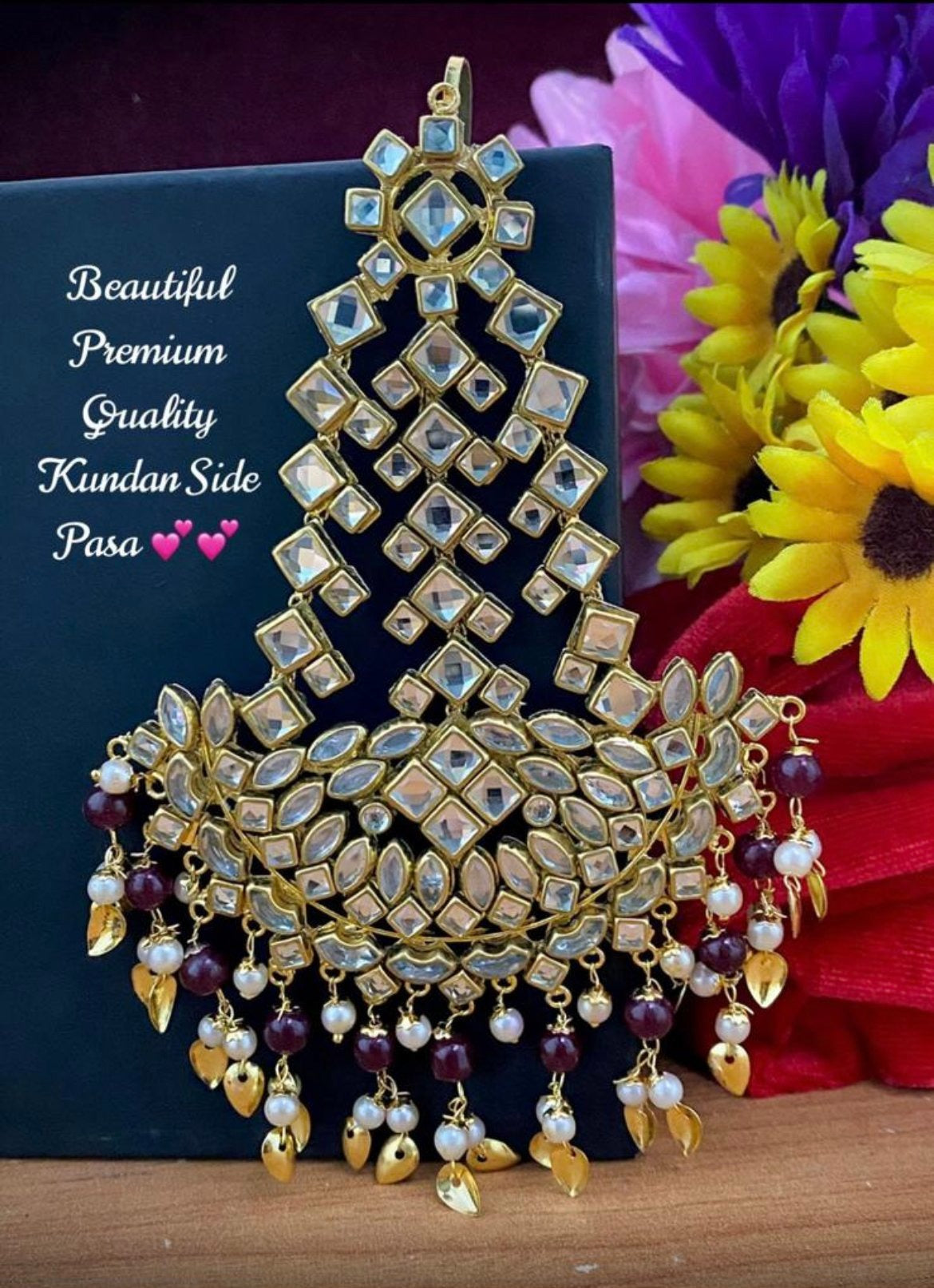 Maroon Kundan Passa