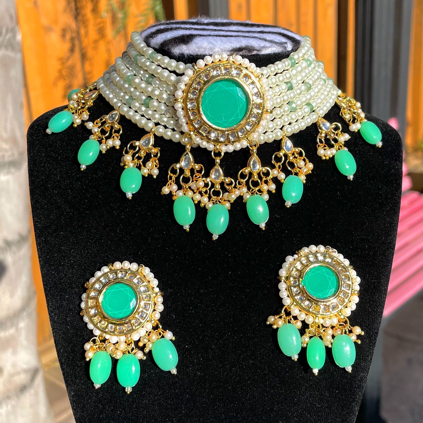 Aqua Green Choker Set