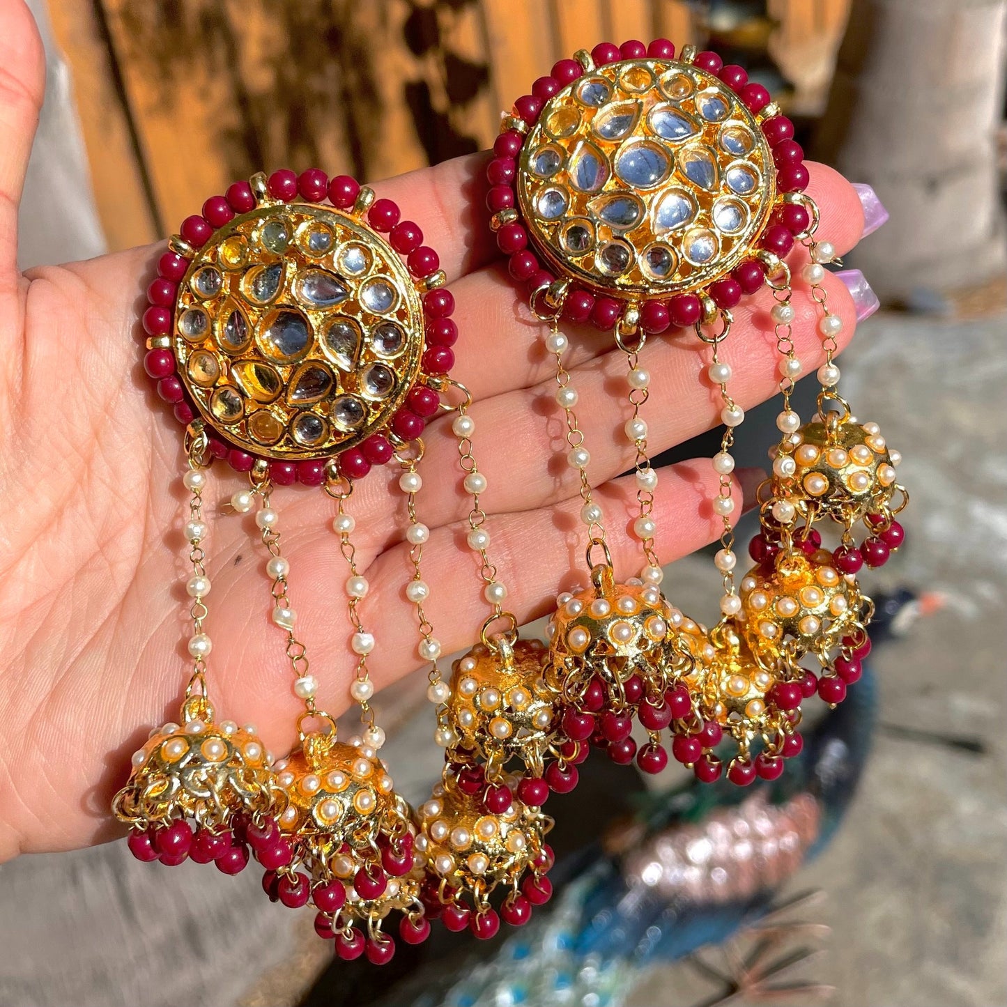 Red/Maroon Jhumki Earrings