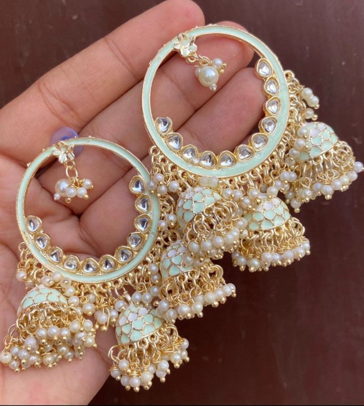 Mint Jhumki Earrings