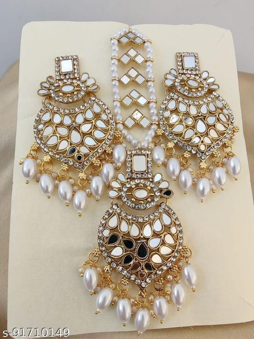White Mirror Earring/Tikka Set