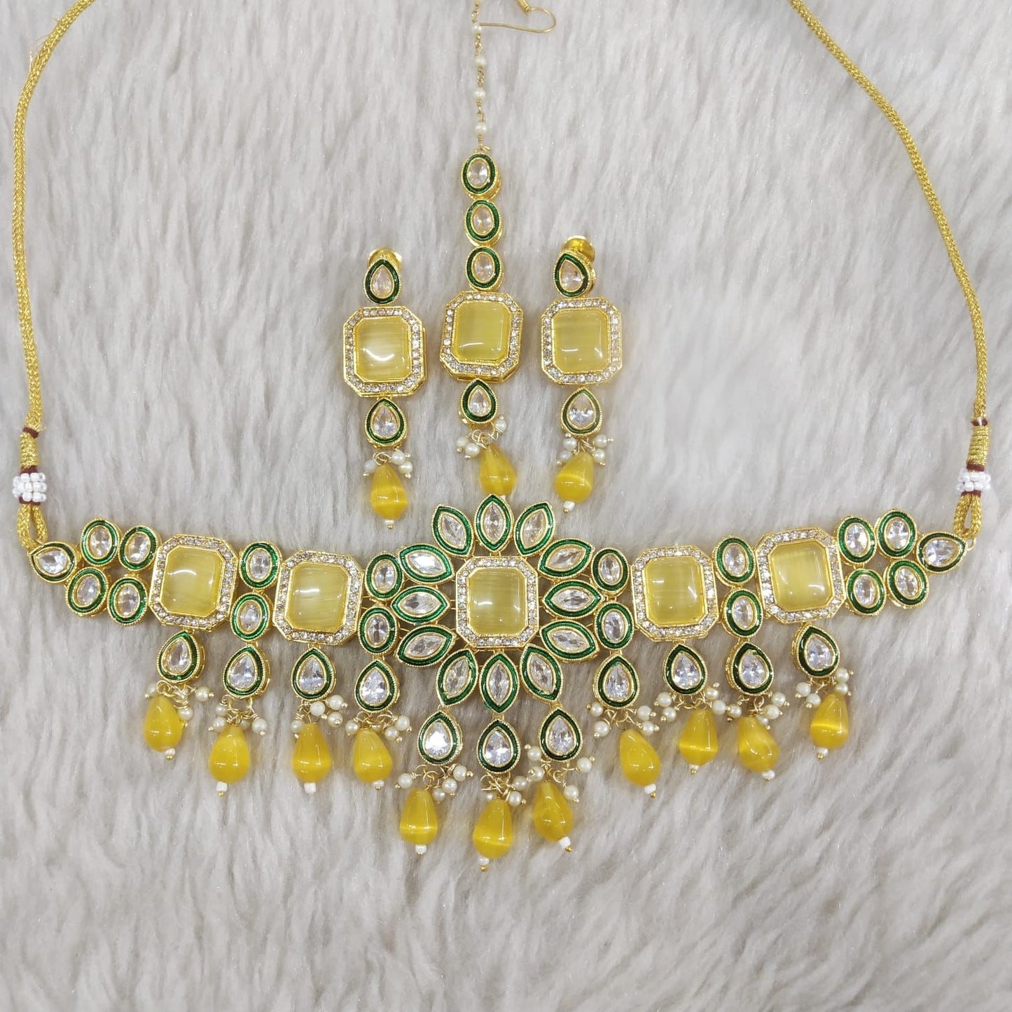 Handmade Yellow Choker Set