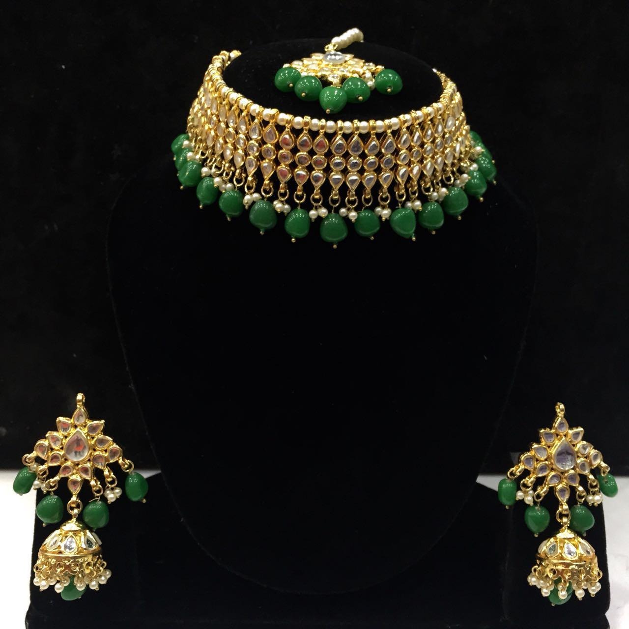 Green Kundan Choker Set