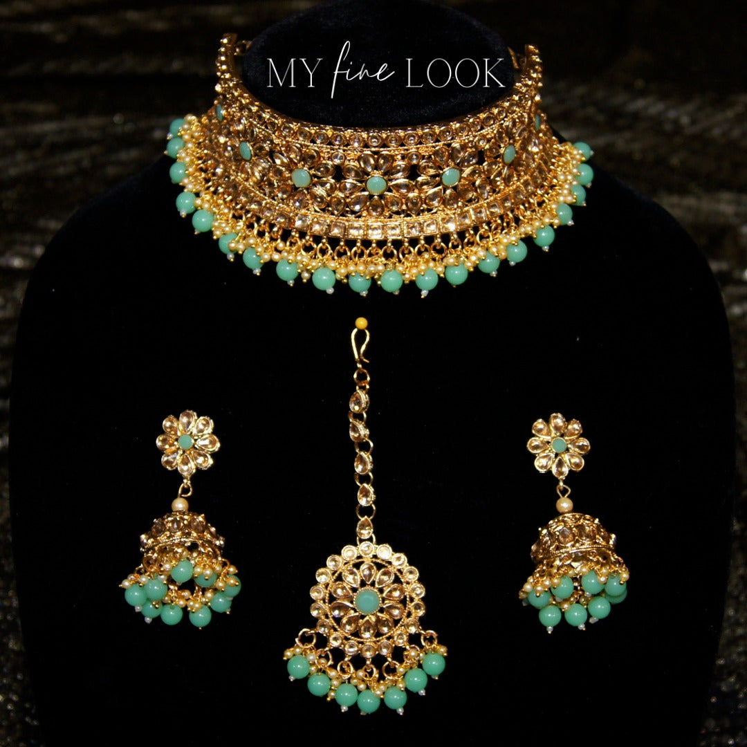 Mint Kundan Choker Set