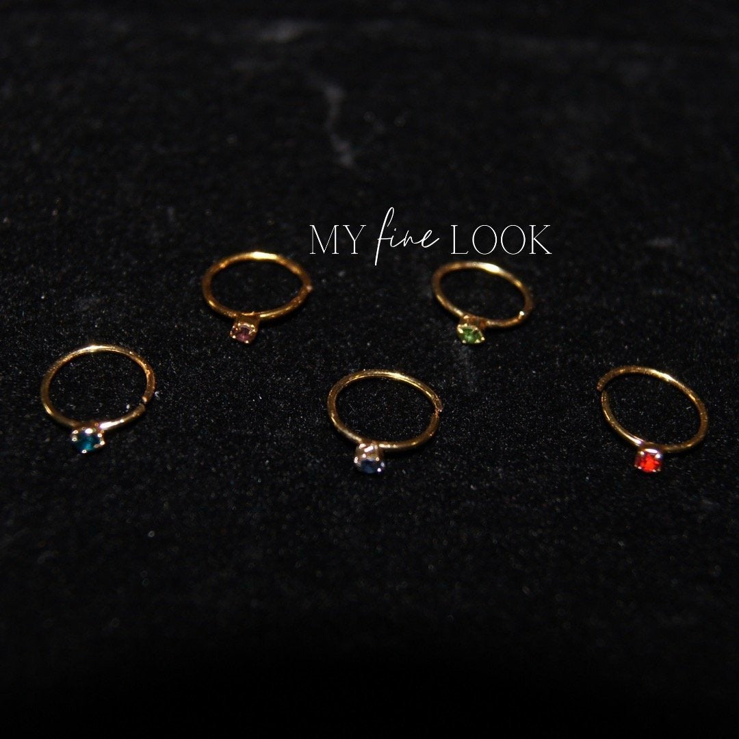 Single Stone Colorful Nose Ring