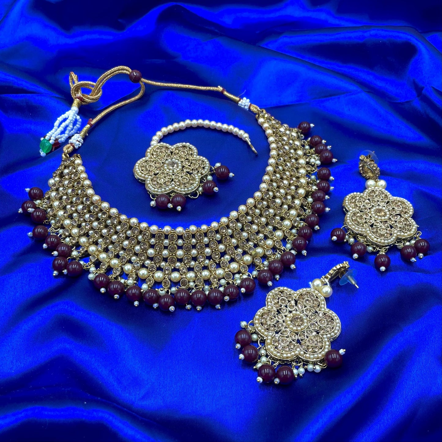Burgundy Maroon Necklace Set