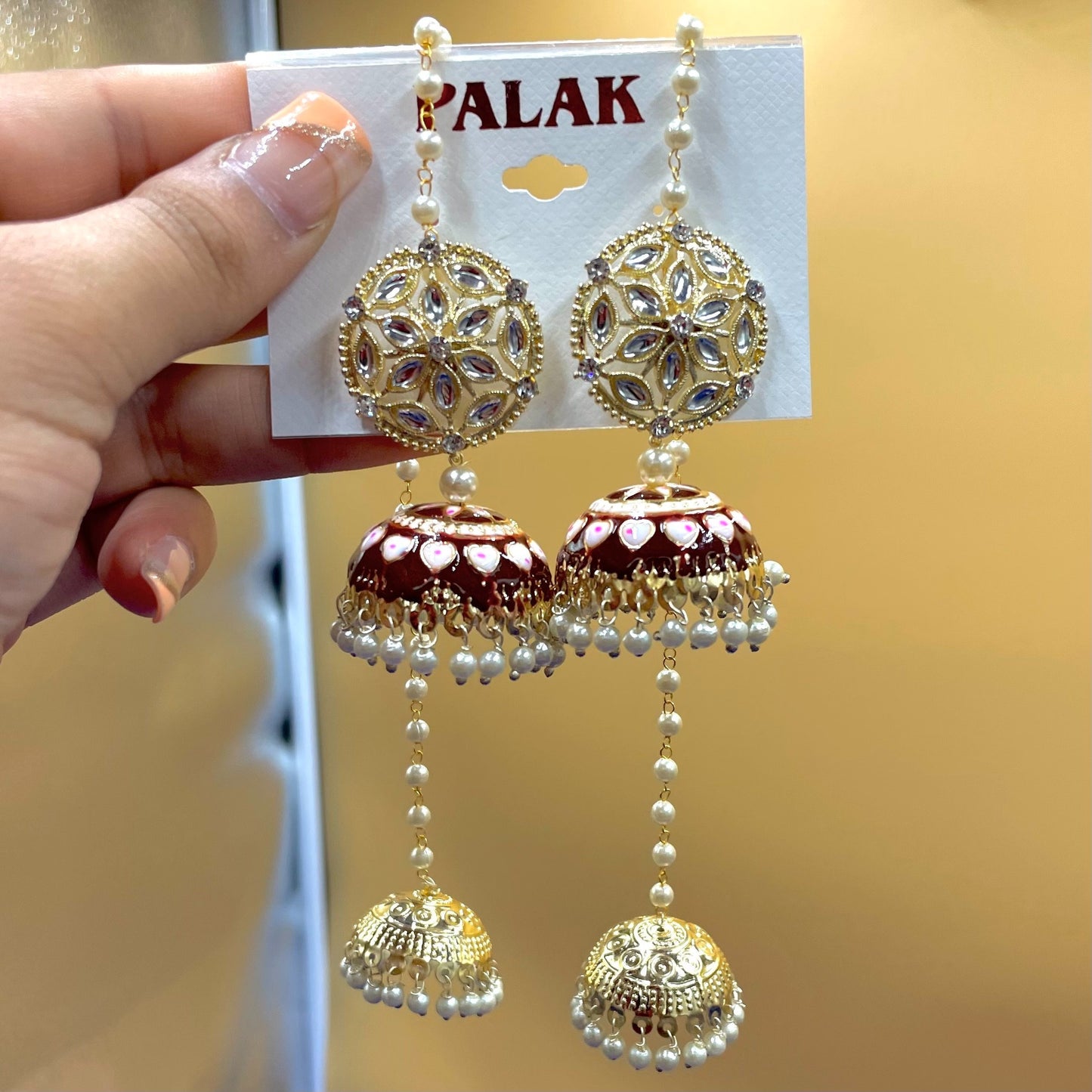 Maroon Jhumki Earrings