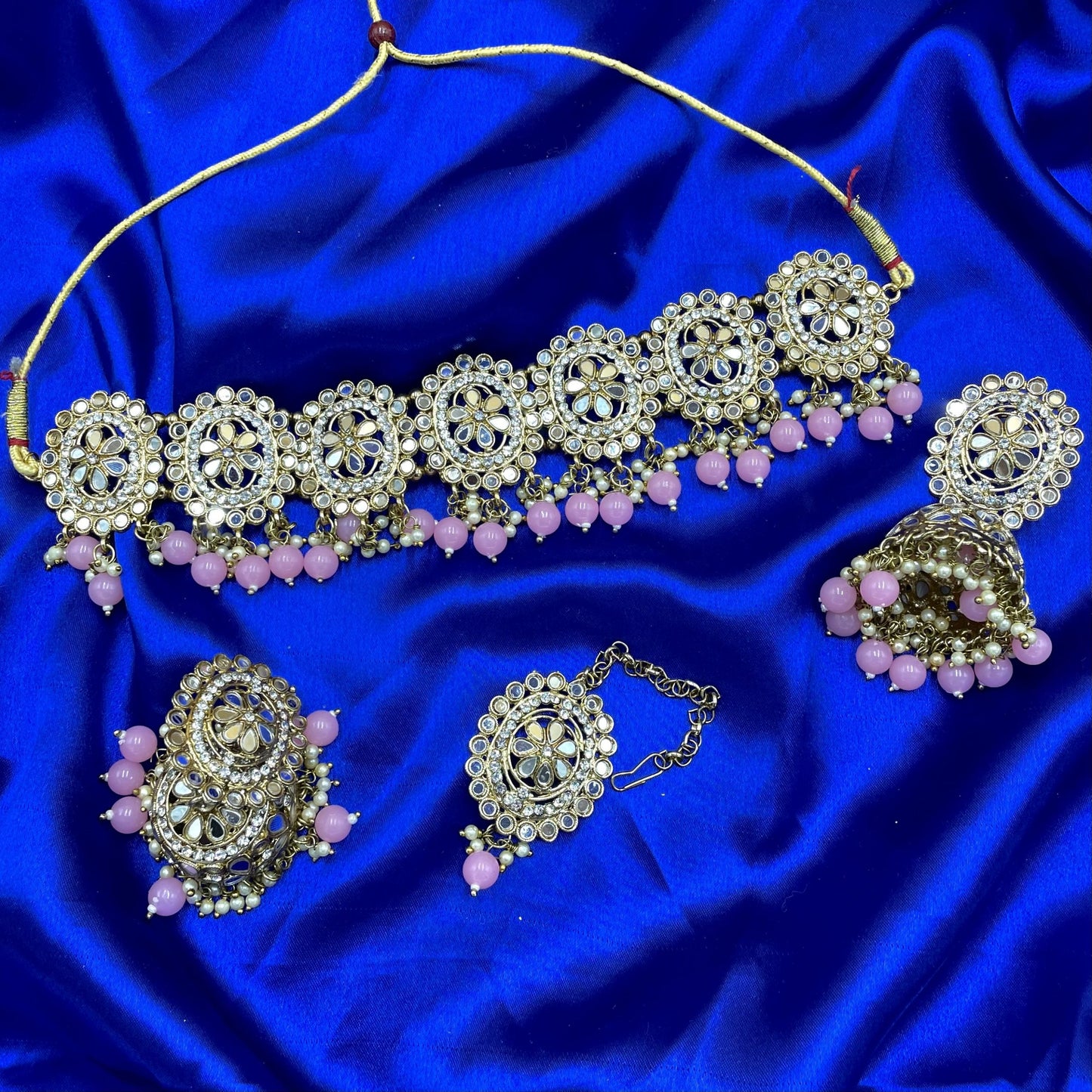 Pink Mirror Choker Set