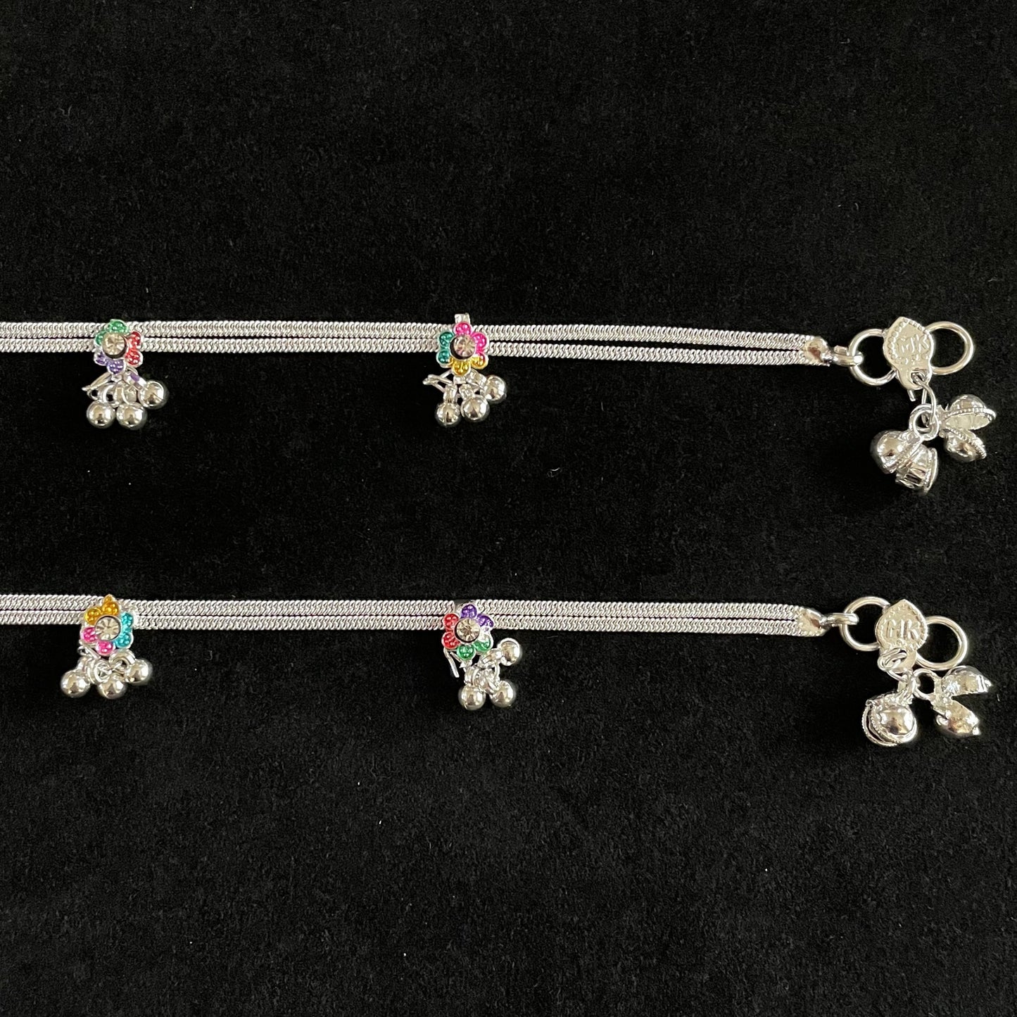 Silver Floral Anklets