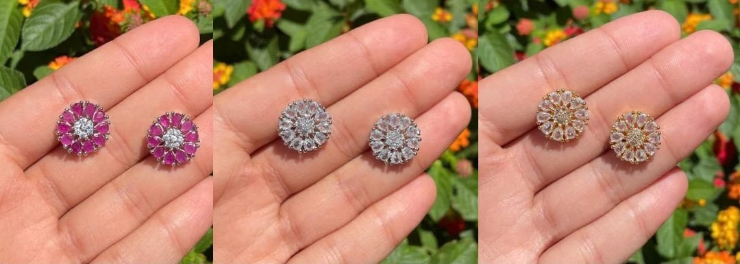 Cubic Zirconia Stud Earrings (many colors)
