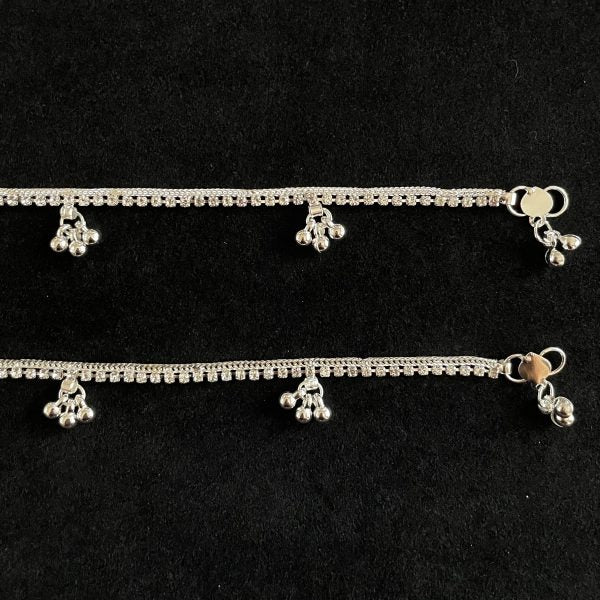 Silver Rhinestone Anklets