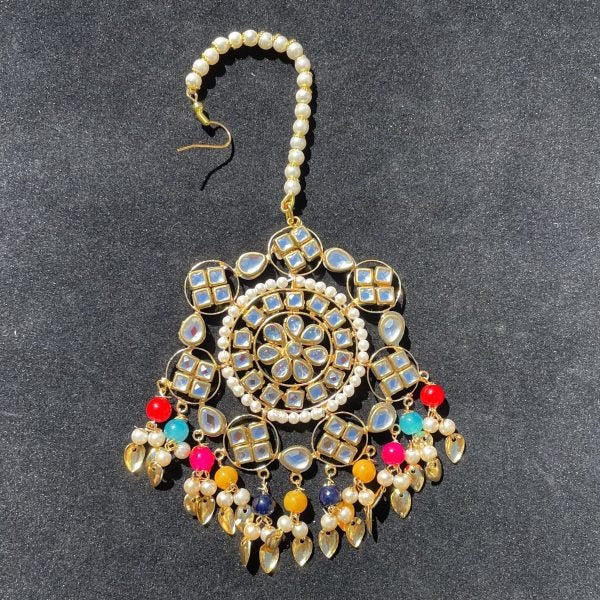 Multicolor Jhumki Earrings with Tikka