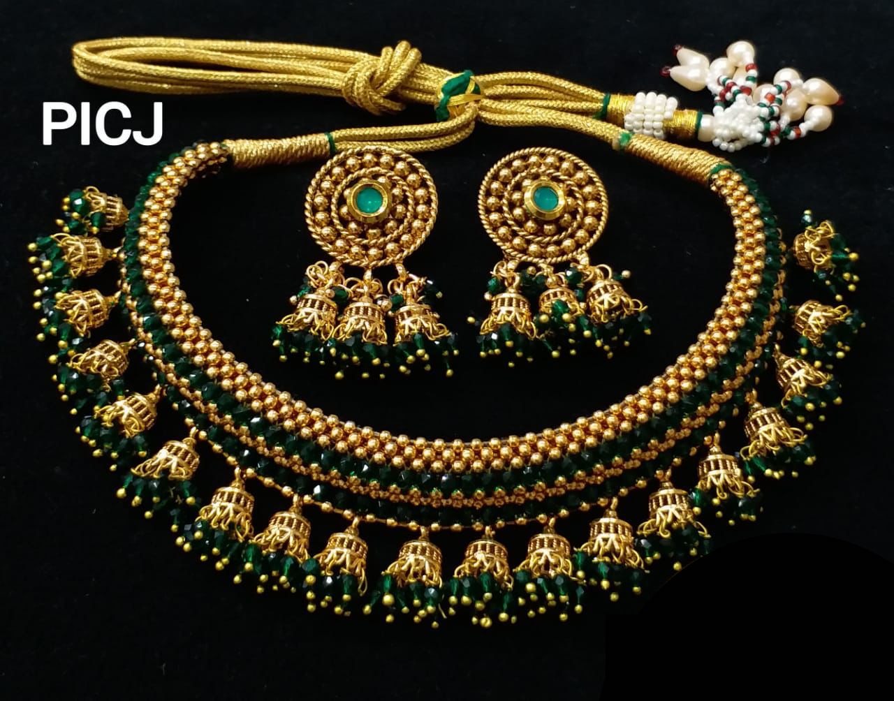 Green Copper Brass Choker Set