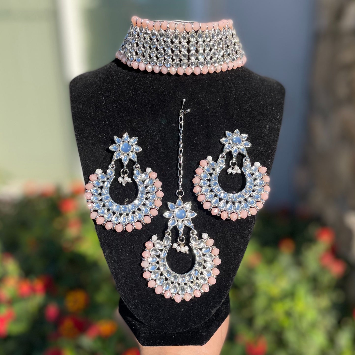 Baby Pink Kundan Choker Set