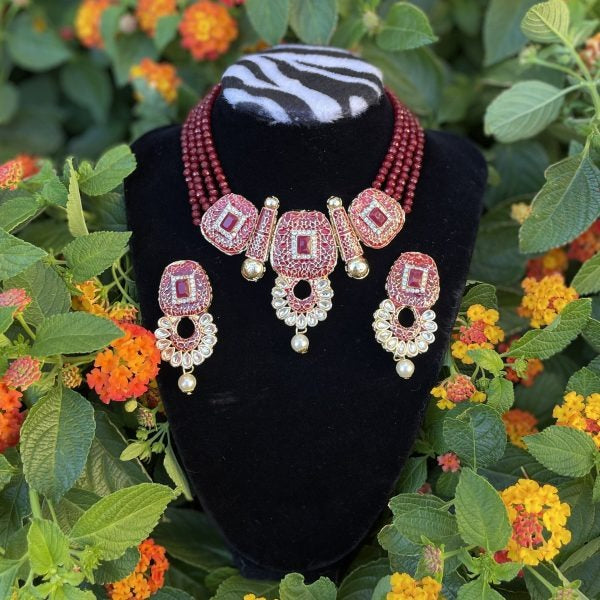 Kundan and Meena Necklace Set (many colors)