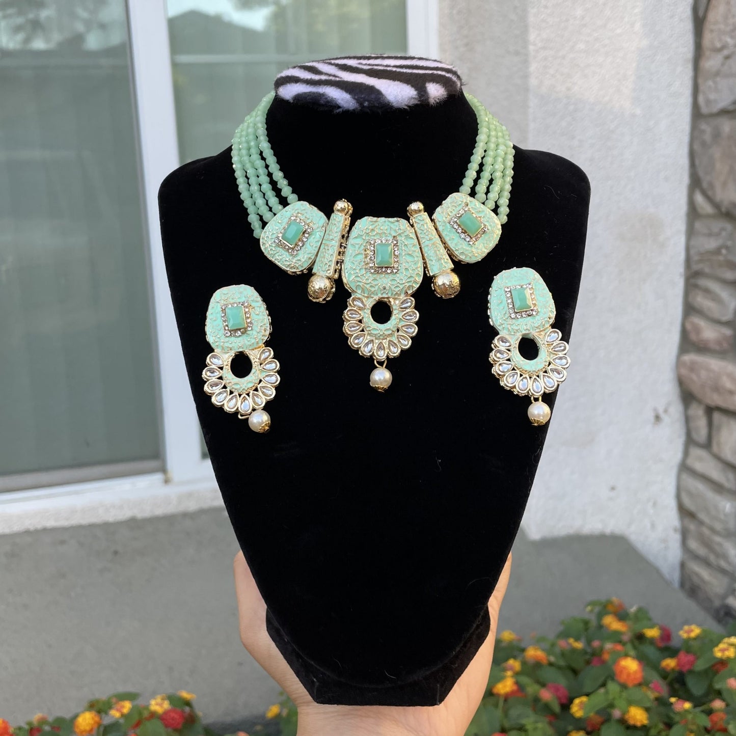 Kundan and Meena Necklace Set (many colors)