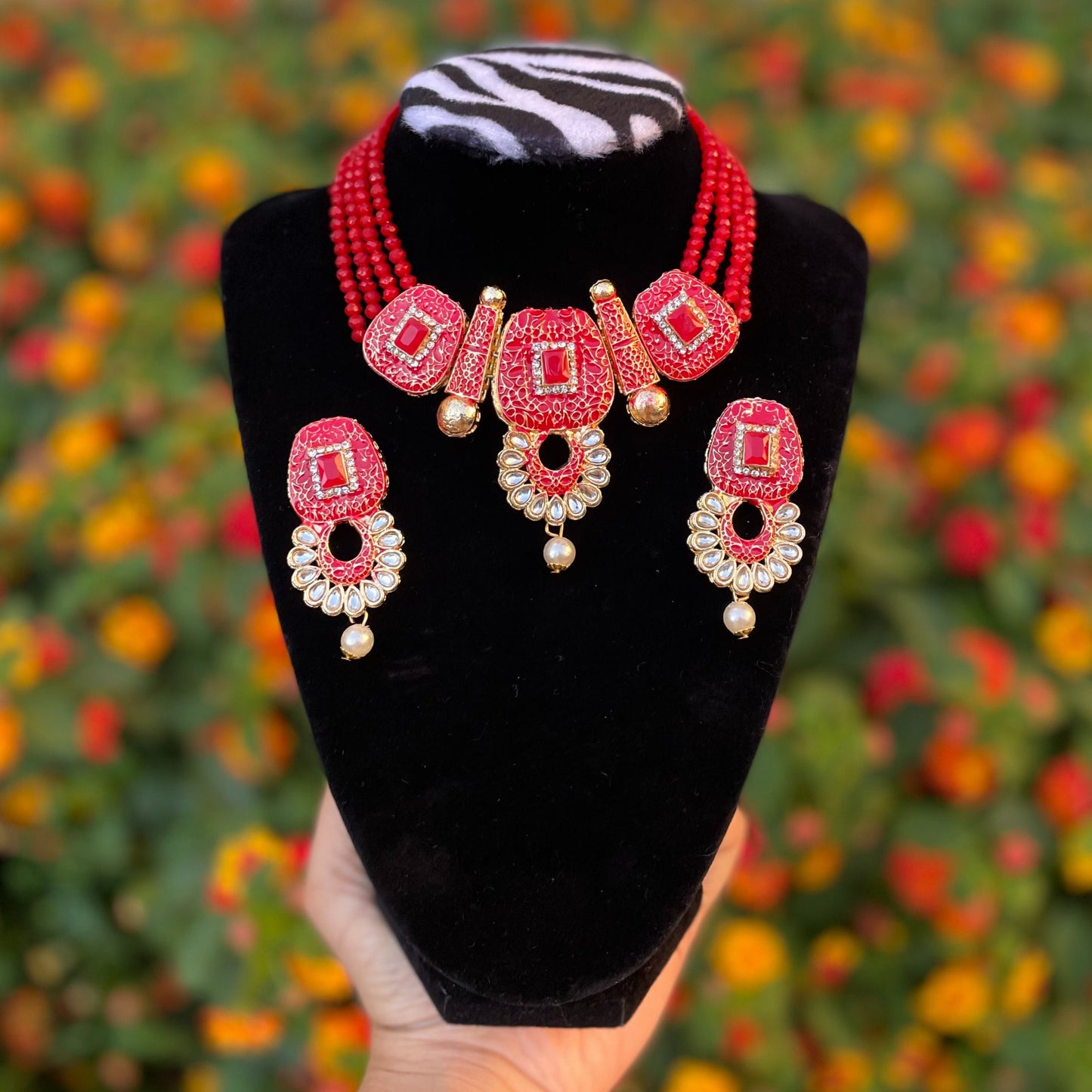 Kundan and Meena Necklace Set (many colors)