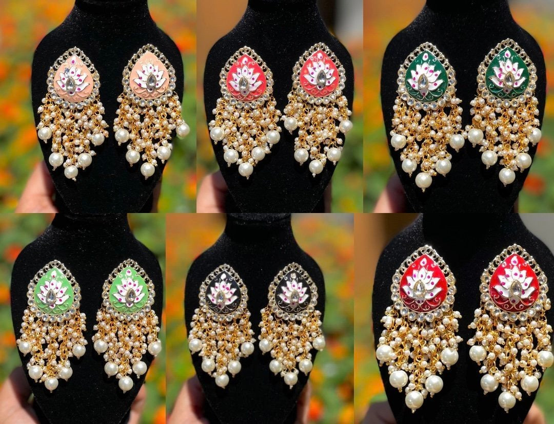 Kundan and Meena Earrings (many colors)