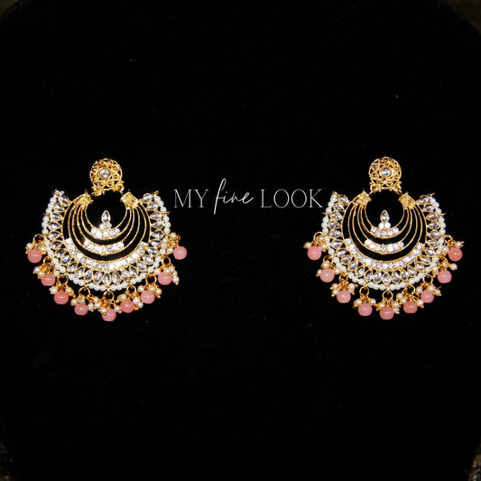 Peach Kundan Earrings