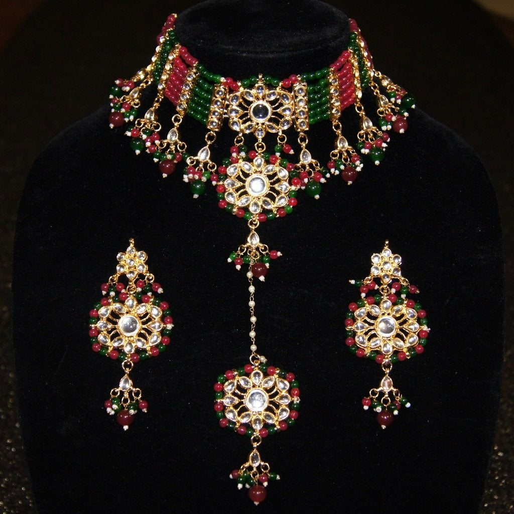 Green and Red Necklace Set