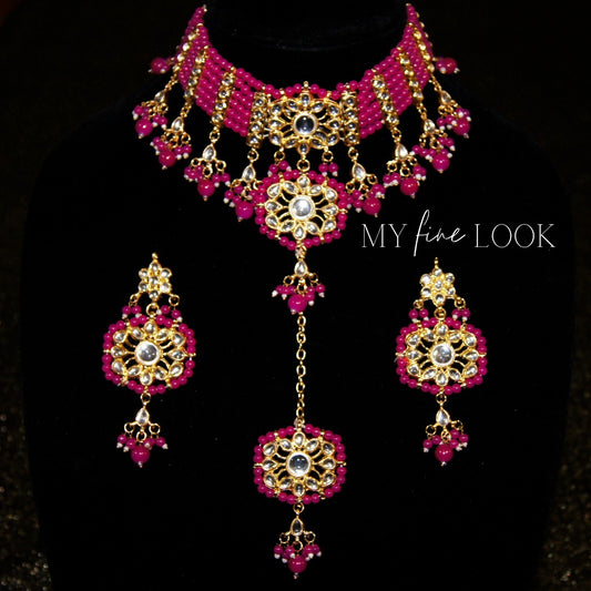 Pink Choker Kundan Set