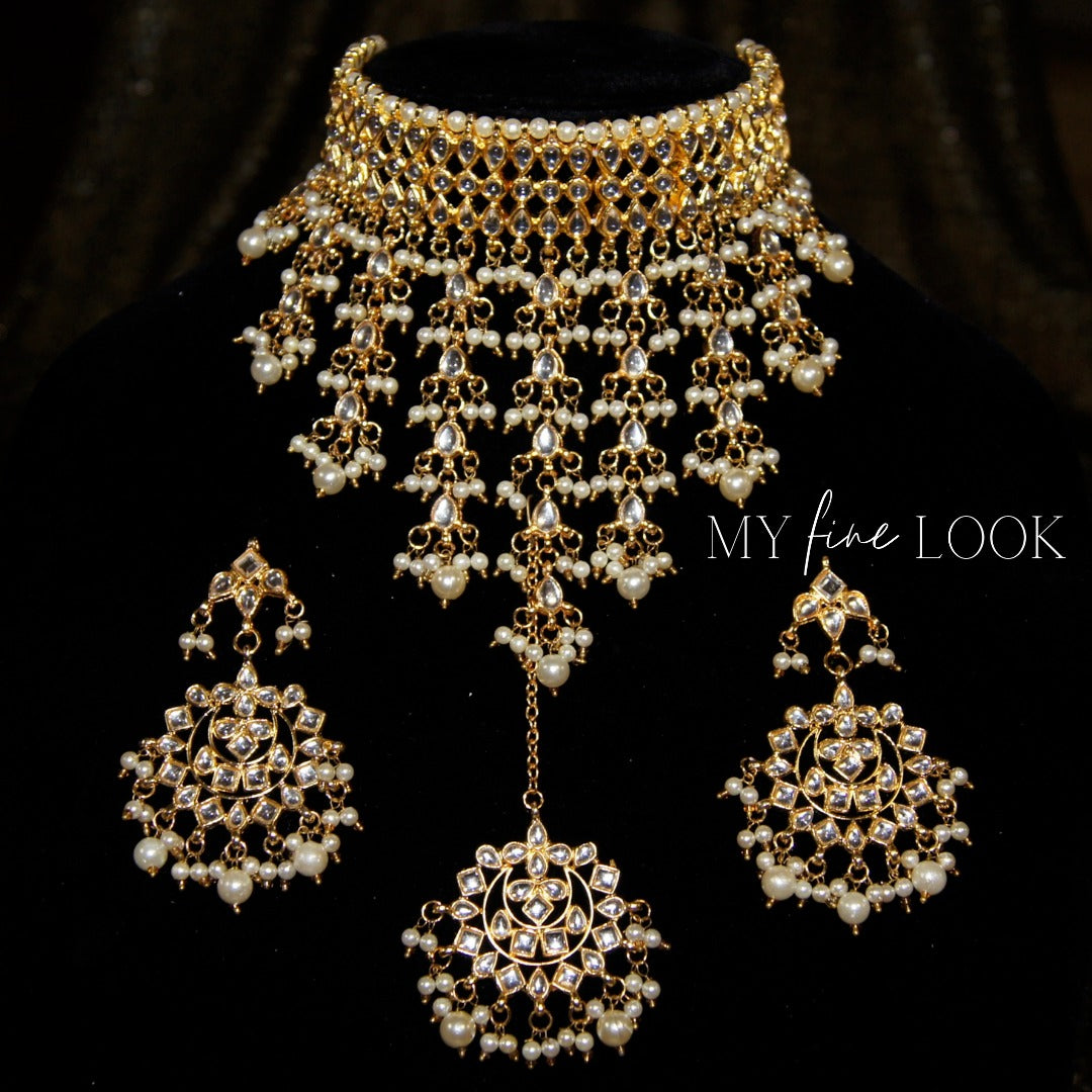 White Pearl Kundan Choker Set