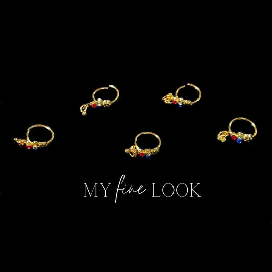 Multicolor 3-Stone Jhumki Nose Ring