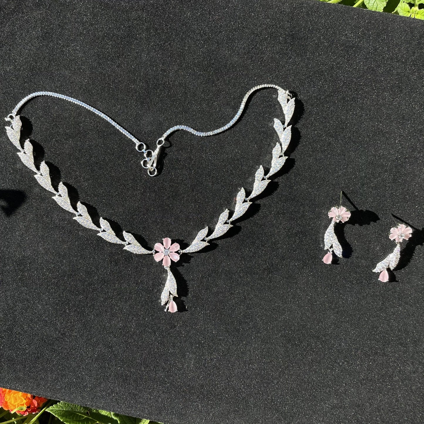 Pink American Diamond Imitation Set