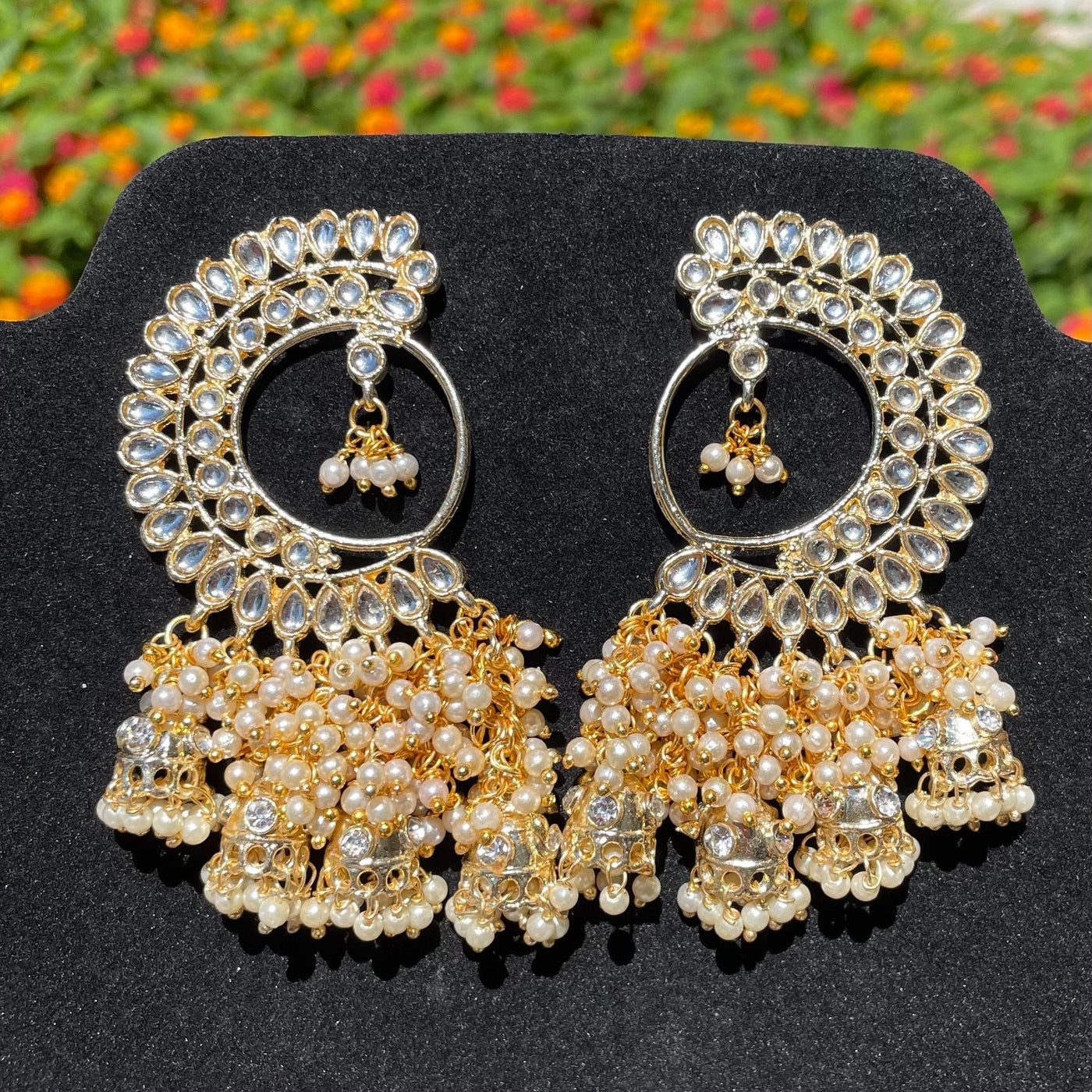 Kundan Jhumki Chand Bali Earrings