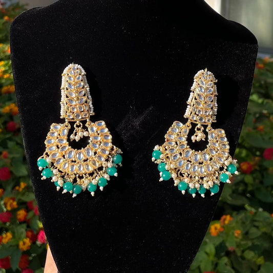 Green Kundan Earrings