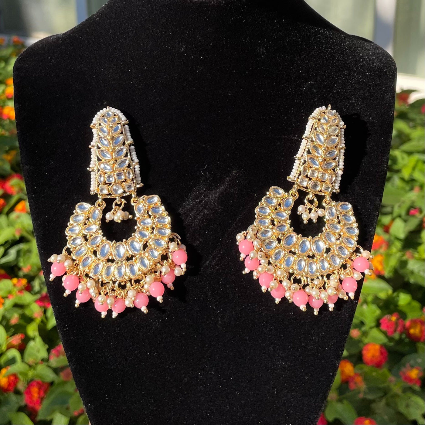 Pink Kundan Earrings