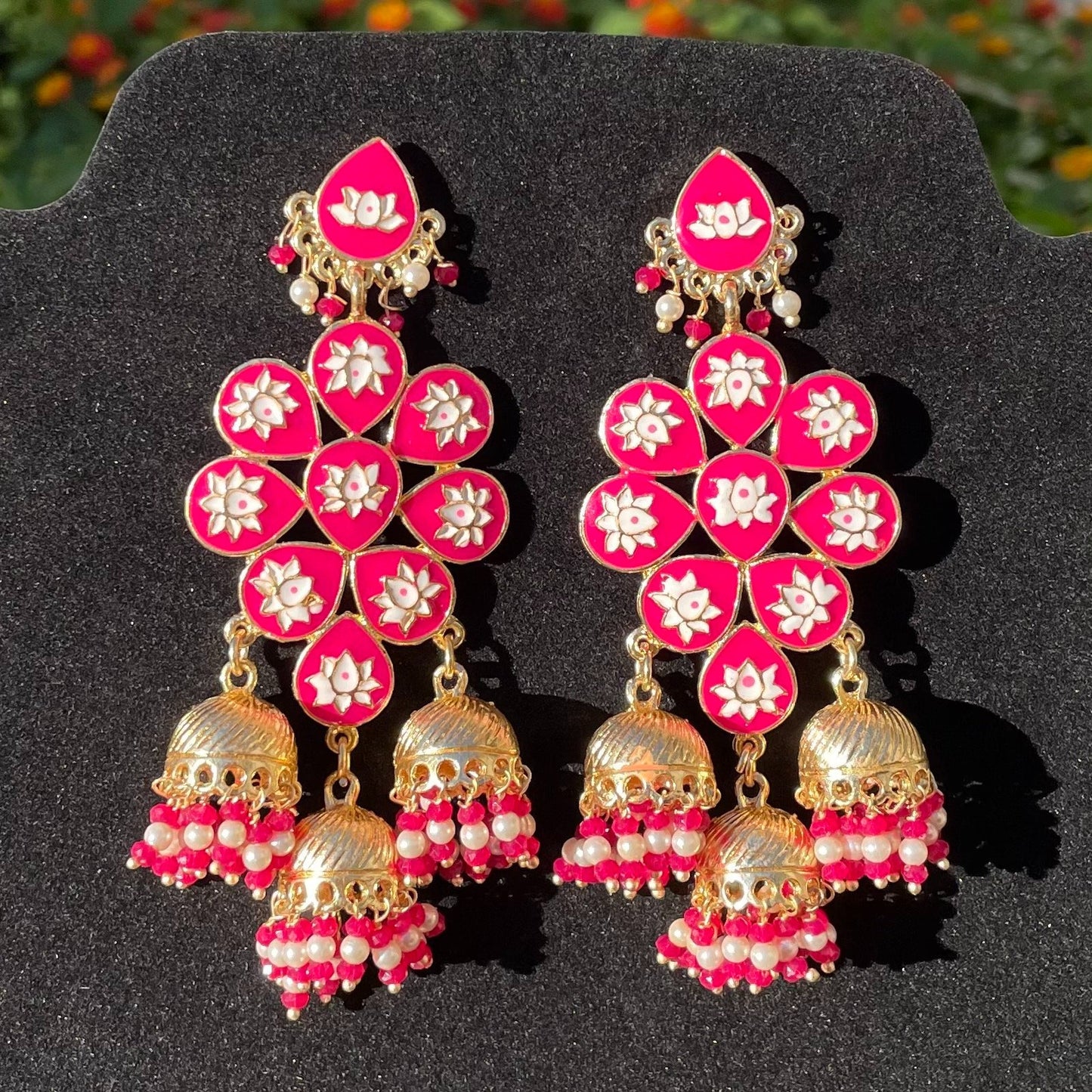 Magenta Rani Meena Jhumki Earrings