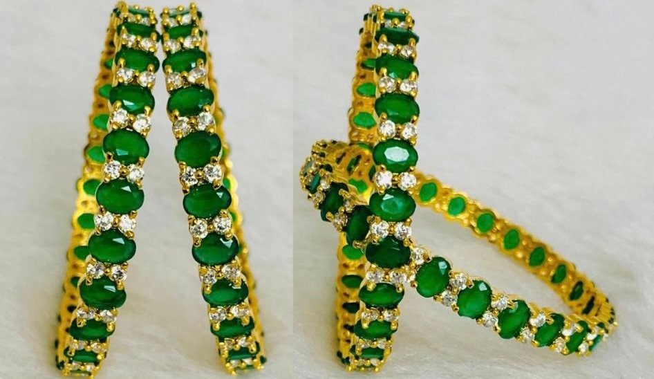 Emerald Green and American Diamond Bracelets