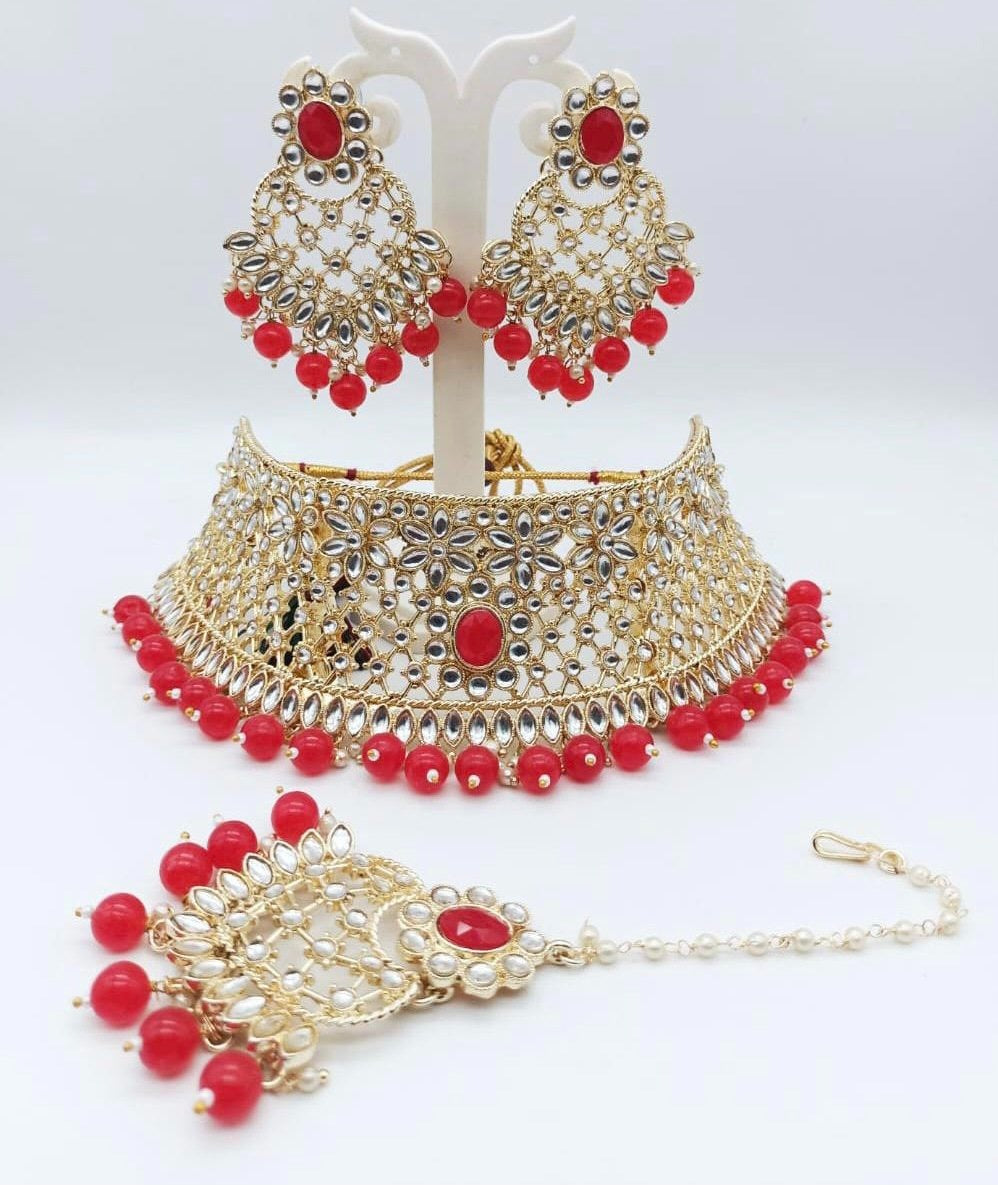 Red Kundan Choker Set