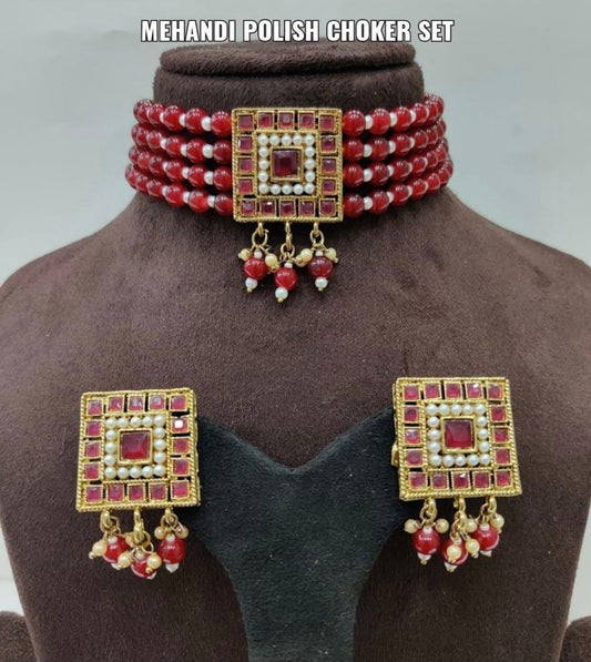Deep Red Choker Set