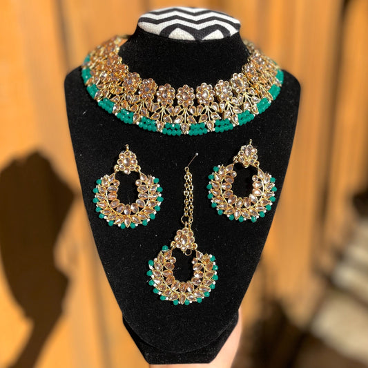 Green Kundan Necklace Set