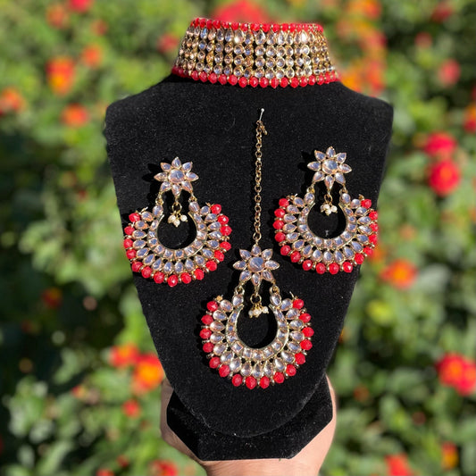 Red Kundan Choker Set