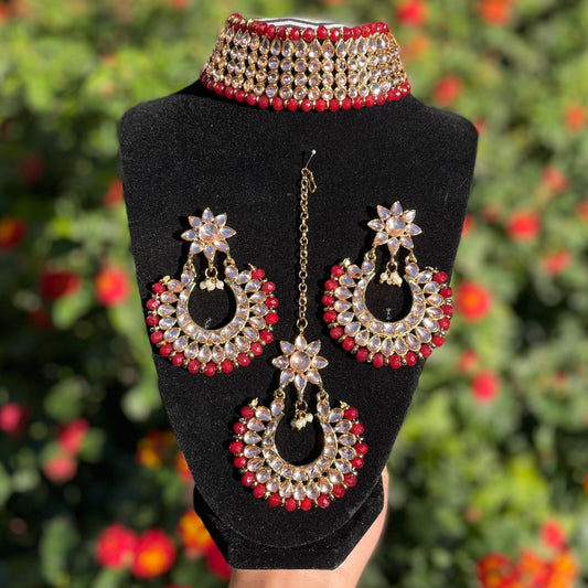 Maroon Kundan Choker Set