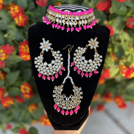 Pink Kundan Choker Set