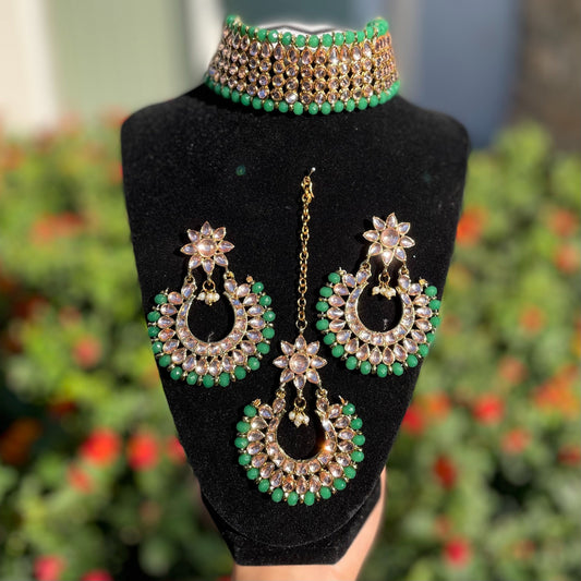 Green Kundan Choker Set