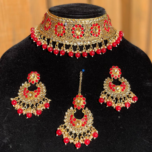 Red Kundan Choker Set