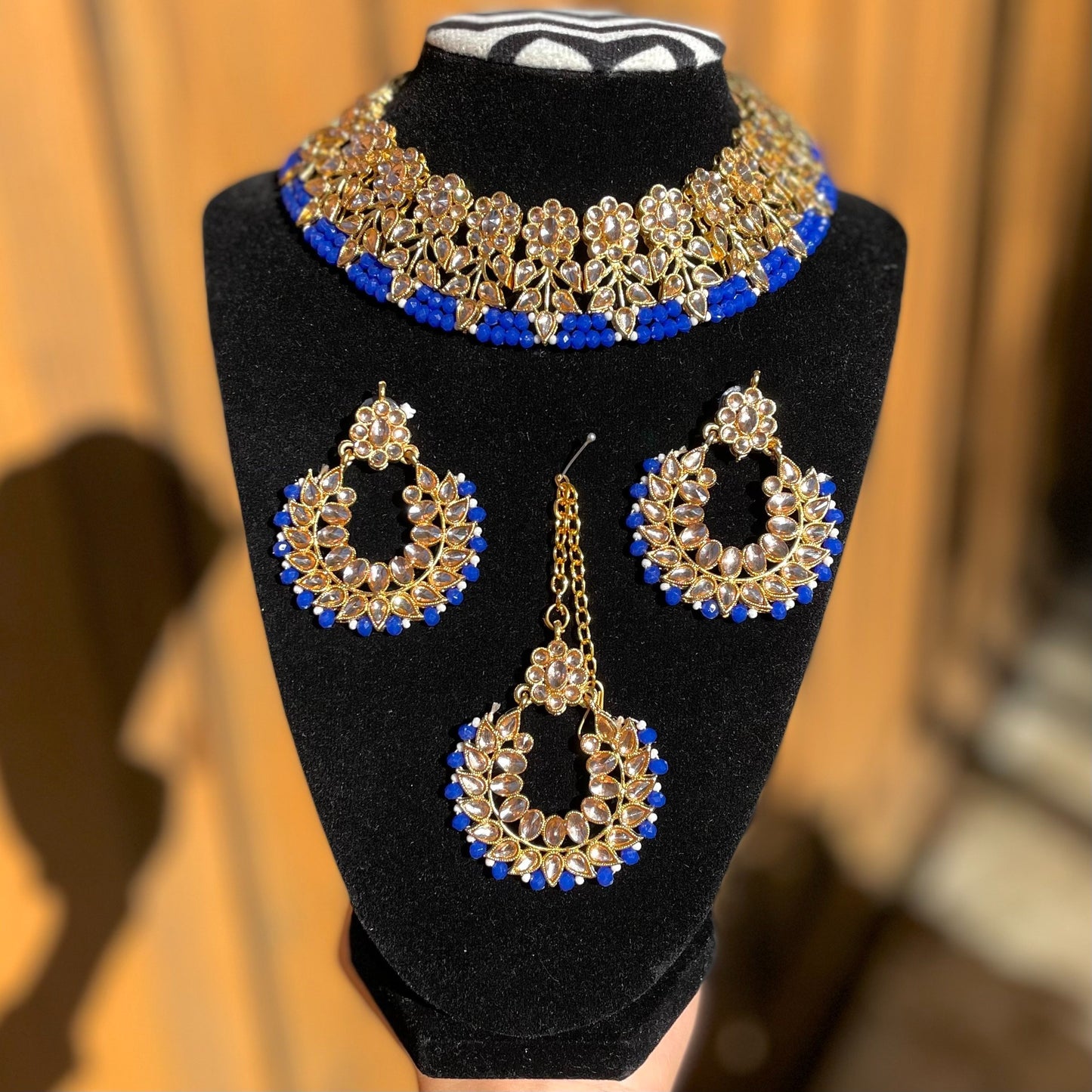 Blue Kundan Necklace Set